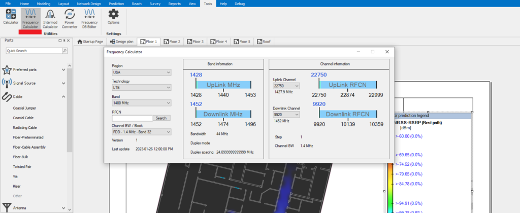 Frequency Calculator in iBwave Private Networks