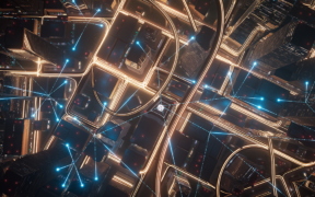 overhead photo of smart cities city street at night