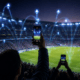 Fans uploading data at a stadium using phones